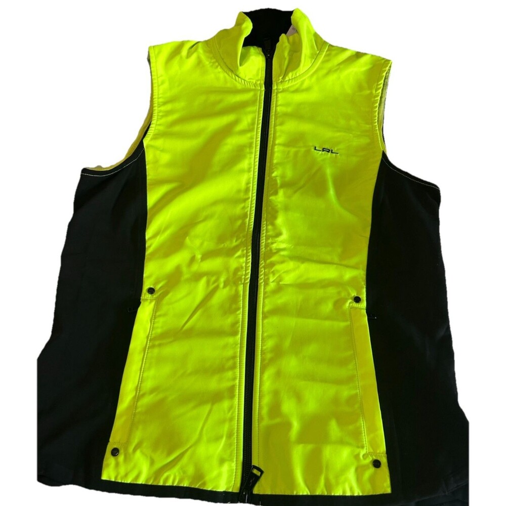 Ralph Lauren Women's S Sport Vest Active Neon Black Full Zip Running Pockets